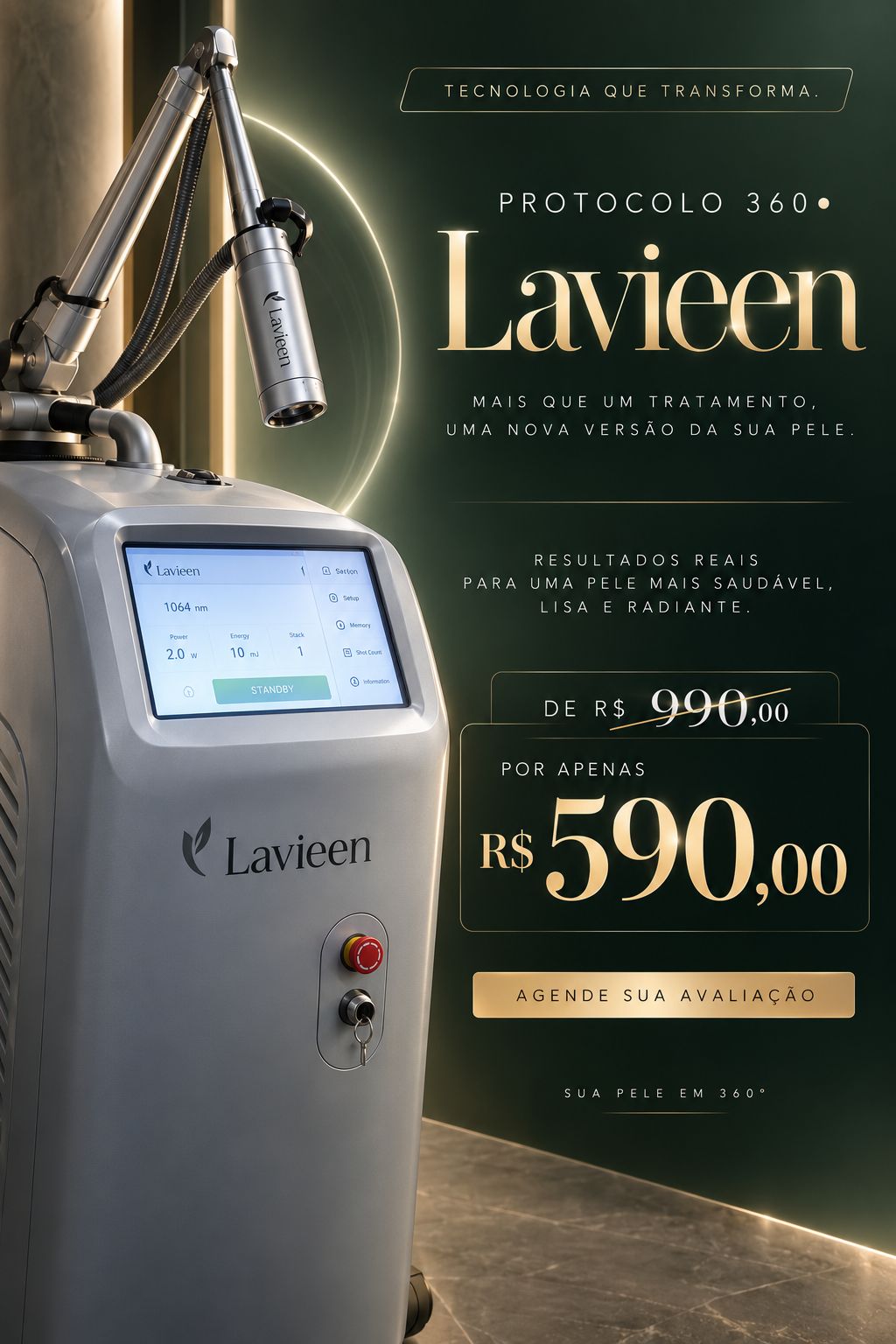 Campanha Lavieen Protocolo 360°, com equipamento, benefícios e condição especial